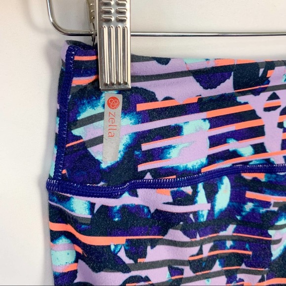 Zella Live In Purple Orange Patterned Print Full Length Leggings Size Small - Picture 8 of 12